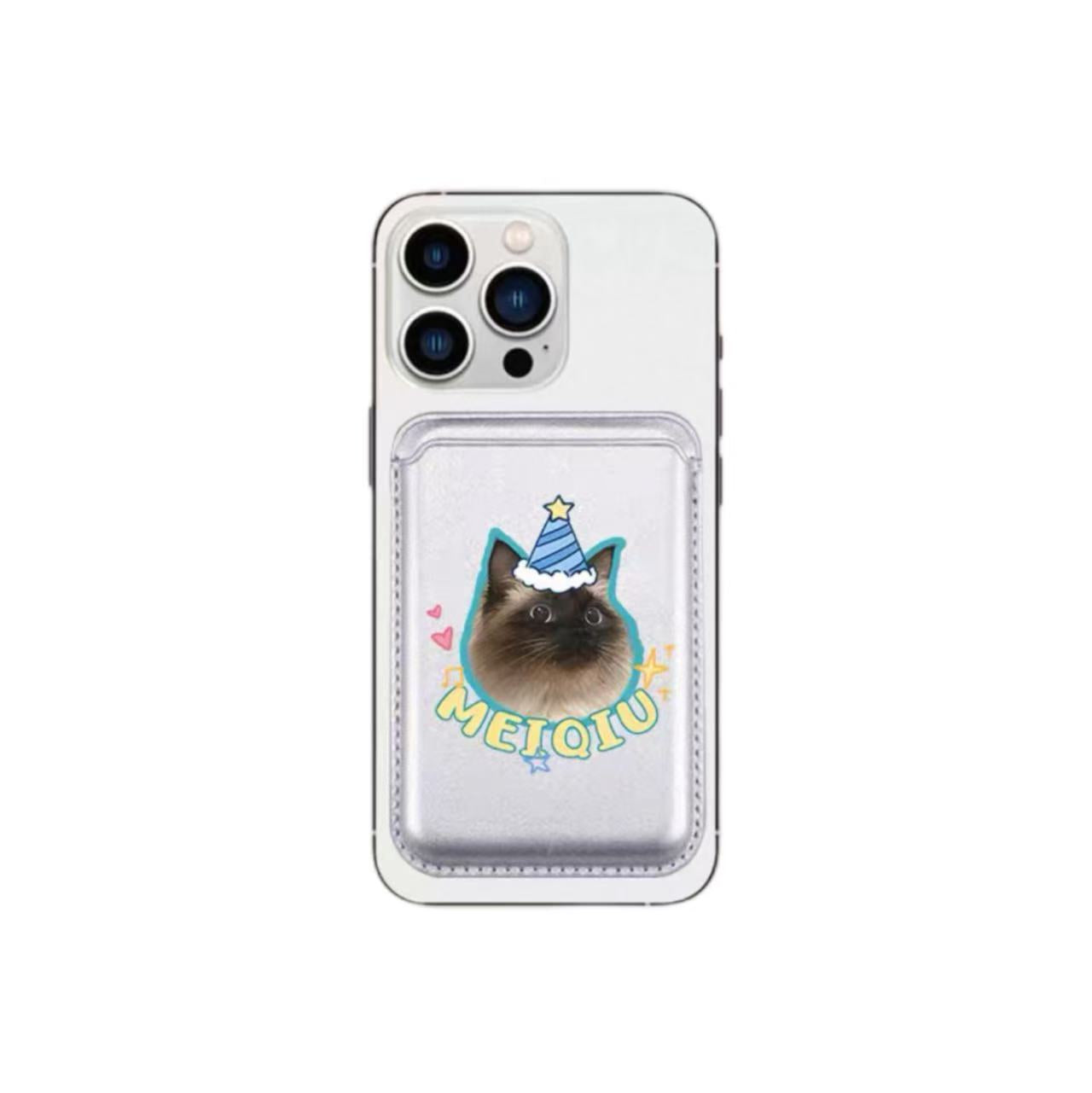 Iphone Magnetic Card Holder Custom Pet Image Printed